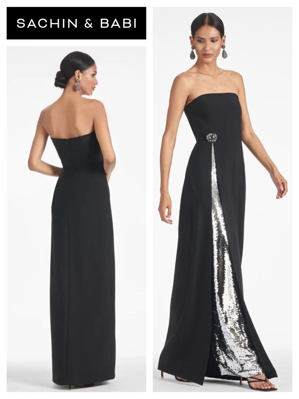 SACHIN & BABI Ivy Strapless Sequin & Crystal Gown